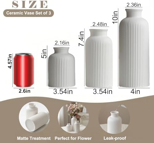 Large Modern Ceramic Vase Set / Large White