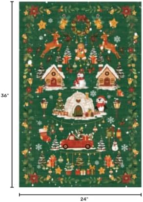 Christmas 2x3 Entryway Area Rug - Non Slip Washable Winter Green Doormat Indoor Soft Low Pile Decorative Floor Mat for