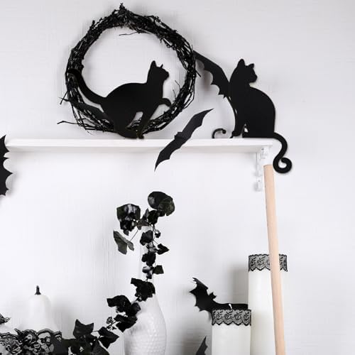 Kercan Black Cat Wall Decor Set of 2, Minimalist Cat Silhouette Door Frame Art, Wooden Cat Wall Hanging for Bedroom Bathroom Living Room Home Decoration