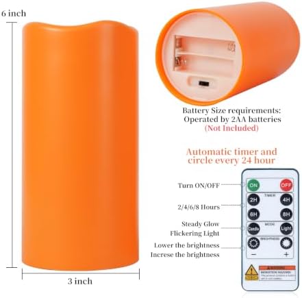 Amagic 3"x6" Flameless Candles, Waterproof LED Pillar Candles, Set of 2