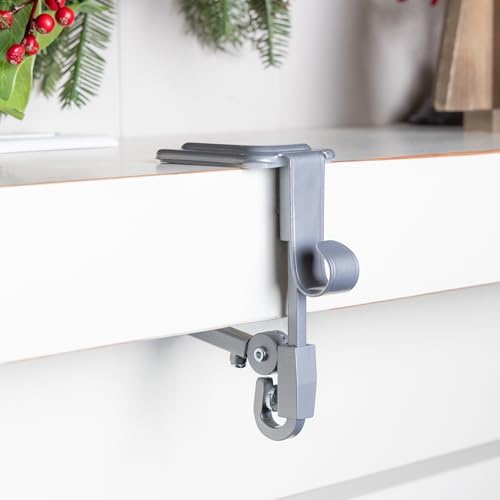 [Fireplace Stocking and Garland Hanger] - Patented Mantle Holder Has Two Hooks - Hold Christmas Stocking and Hang Garland - Durable Wrought Iron - Padded Contact Points (3 Pack - Silver)