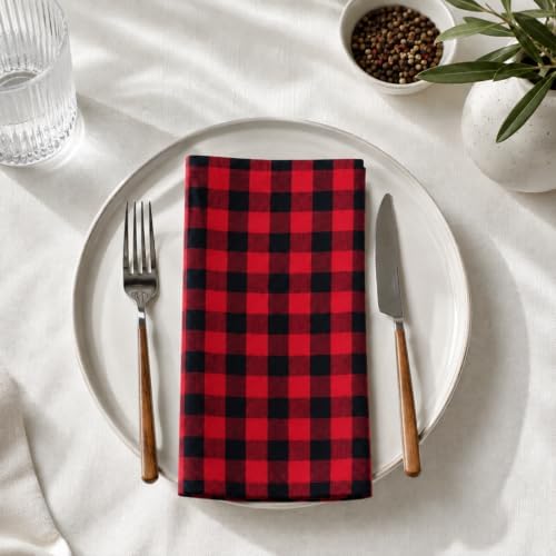 Blue Needles Buffalo Plaid Gingham Cloth Napkins Cotton Set of 12-18"x18"