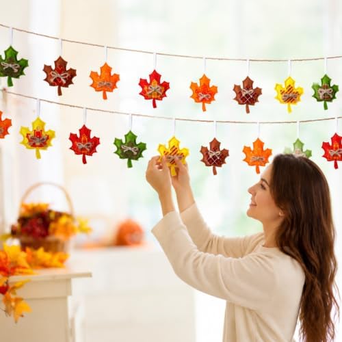 Mindsoft 30 Pcs Fall Felt Ornaments for Tree 3D Felt Maple Leaf Ornaments