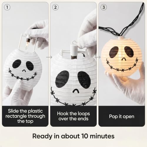 TIGOMOOV Halloween Ghost String Lights Plug in, 10 White Ghost Lanterns 9.83FT Connectable, Warm White Incandescent Indoor Outdoor Spooky Decorations for Porch Mantel Tree Yard Party
