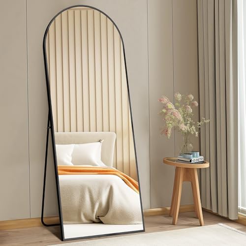 DUMOS 56"x15" Arched Full Length Mirror with Stand, Full Body Floor Mirror
