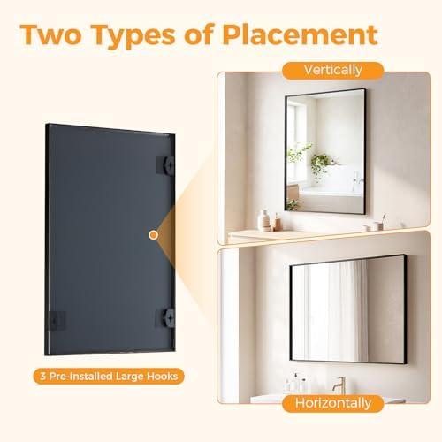 Bathroom Mirrors for Over Sink, 30" x 36" Rectangle Wall Mount Mirror with Metal Frame, Modern Vanity Mirror with