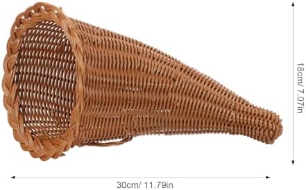 Gadpiparty Thanksgiving Wicker Cornucopia Basket Horn of Plenty Grapevine Harvest Fall Basket Rattan Storage Basket Decorative Fruit Basket Bread Serving Basket for Christmas Table Decor