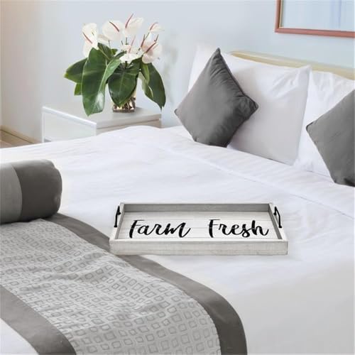 Elegant Designs HG2000-GFF Decorative Wood Serving Tray w/Handles, 15.50" x 12", Farm Fresh