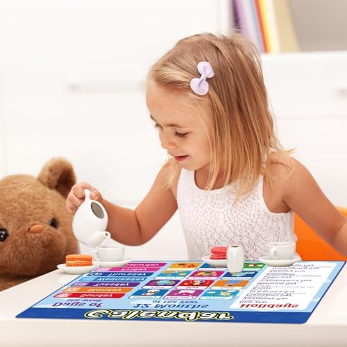 Educational Placemats Set of 6 Preschool Kid Plastic Table Mat 17×13×0.04in