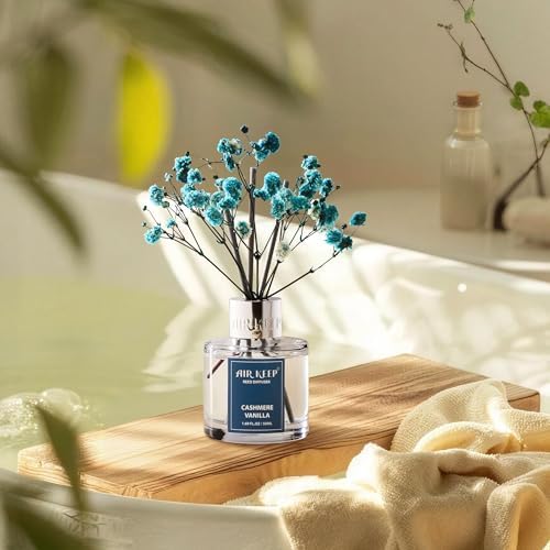 Airkeep Reed Diffuser Set,1.69 fl oz (50 ml) - Cashmere Vanilla Oil Diffusers with 8 Reed Sticks,Home Fragrance Reed