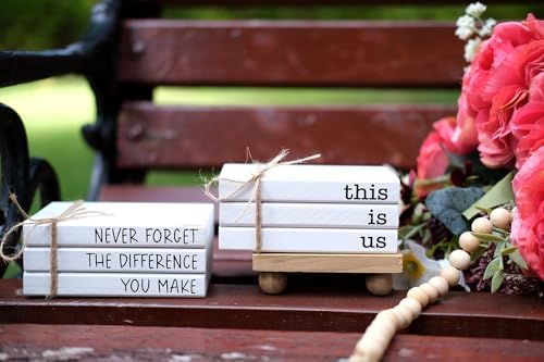 Mini Decorative Books for Tiered Tray Decor - Faux Wooden Books for Coffee Table Decoration - Farmhouse Shelf Decor - This is Us Sign