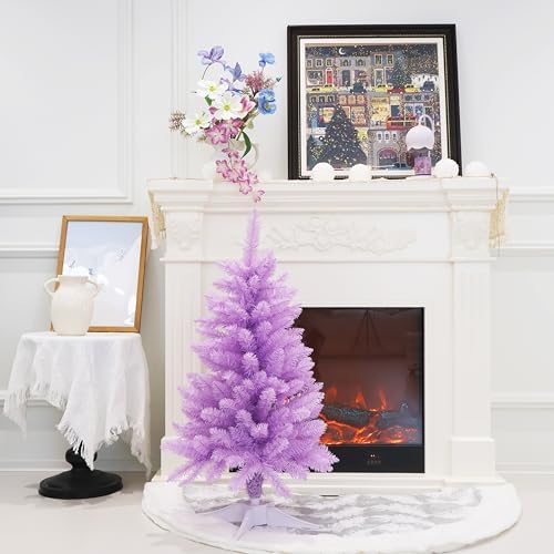 3FT Purple Artificial Small Christmas Tree Mini Tabletop Decor