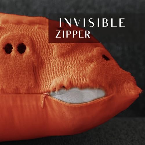 DFXSZ Halloween Pillow Covers 12x20 Orange Ghost Plush Halloween Decor095
