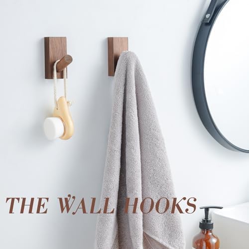 Natural Wooden Wall Hooks / Black Walnut / Set of 4