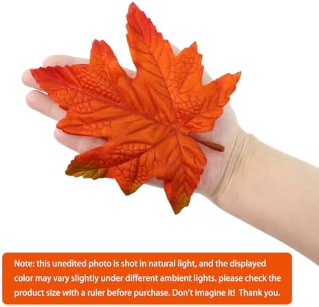 100 Pcs Artificial Maple Leaves Bulk (Large-Leaf Orange Yellow)