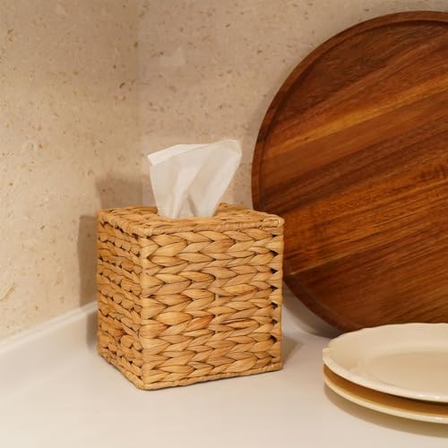 Handmade Wicker Napkin Box Holder / Water Hyacinth / Single / Natural