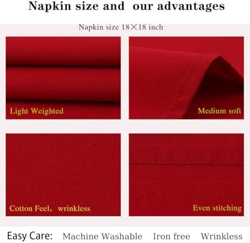 Red Cloth Napkins Set of 8,Washable,Absorbent(Burgundy)