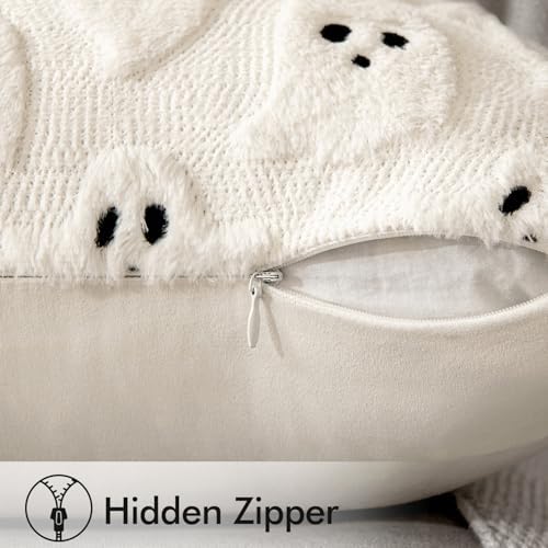 MIULEE Cream White Halloween Lumbar Pillow Covers Cute Ghost Decor 12x20