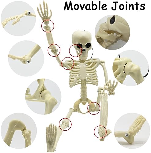 4PCS 16" Mini Small Little Posable Skeletons for Halloween Party Yard Decor