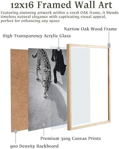 EcoHest 12x16 in Cheetah and Jaguar Walking Framed Wall Art