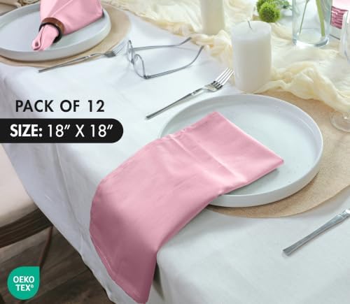 Ruvanti Cloth Napkins Set of 12, Cotton Enrich 18”x18” - Pink