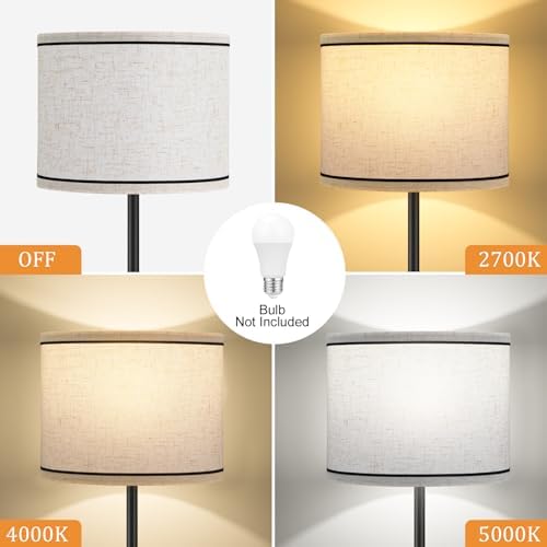 Ambimall 60'' Modern Floor Lamp with Shade, Tall Lamps for Living Room, Bedroom, Office, Dining Room, Beige Lampshade