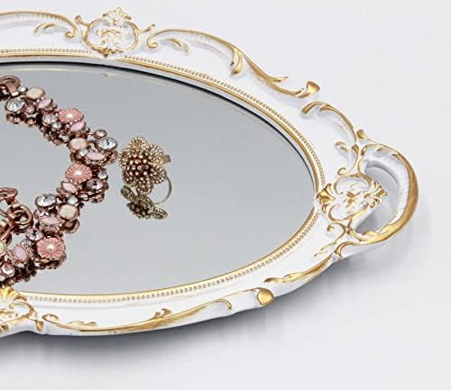 Vintage Mirror Tray / White / 14.5 x 10
