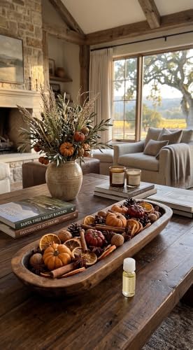 ANDALUCA Potpourri Mini Pumpkins, Cinnamon, Orange Slices & Pumpkin Spice Fragrance Vial Included Vase & Bowl Filler (Pumpkin Spice)