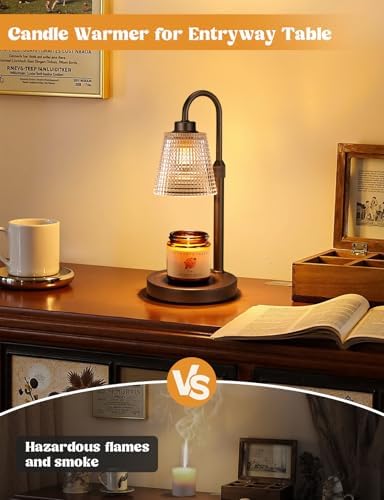 Brown Candle Warmer Lamp with Timer, Dimmable Candle Warmer for Jar Candles, Height Adjustable Wax Melts Warmer