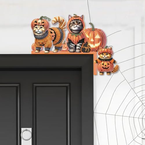 DIY Diamond Art Wooden Door Corner Decoration – Halloween Frame Sign Kit, Creative Wall Art Mosaic Frame Sign for Home Decor & Gifts