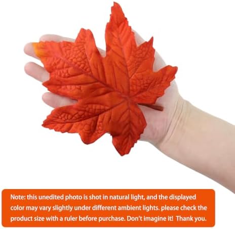 100 Pcs Artificial Maple Leaves Bulk (Large-Leaf Orange Red‌)