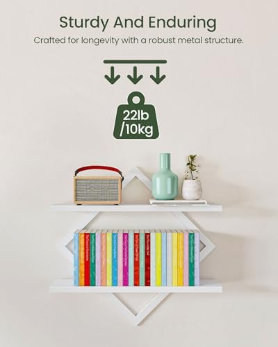 CHOEZON Floating Shelves, Set of 2 Wall Shelves, 2-Tier Hanging Shelves, Wall Shelf Set of 2, for Living Room, Bedroom