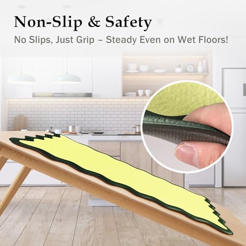 Arenarug Scalloped Kitchen Mats for Floor, Green Kitchen Rugs Set of 2