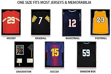 IHEIPYE Jersey Frame Display Case Shadow Box - Lockable with UV Protection Acrylic and Hanger for Baseball, Basketball
