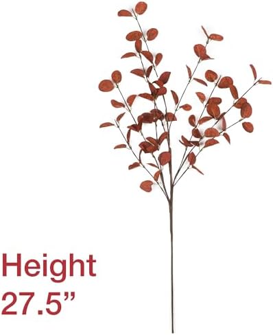 HomeKaren Fall Stems 6 Pcs Artificial Eucalyptus Fall Leaves 27.5 inch Fall Floral Picks, Fall Branches Decor for Vase, Fall Vase Filler Decoration Indoor