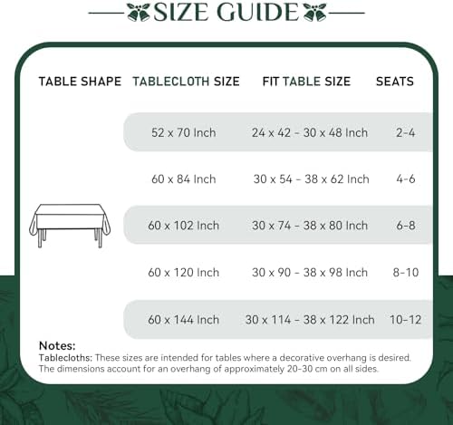 Softalker Christmas Jacquard Rectangle Tablecloth, 60 x 144 inch, Green