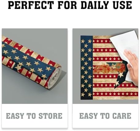 4th of July Placemats Set of 4 18x12 Inch Independence Day Patriotic American Flag Linen Place Mats Heat-Resistant Washable Wipeable Memorial Day Table Mat for Party Kitchen Dining Room Dinner Table
