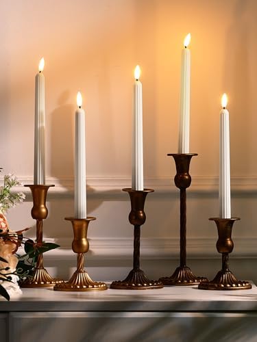 Treela Battery Operated LED Taper Candles,Roman Column,11 Inch,White
