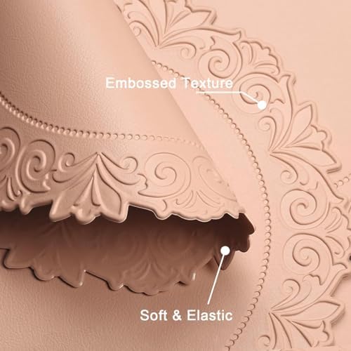 Round Faux Leather Placemats Set of 6, Dining Table Mats, Pink