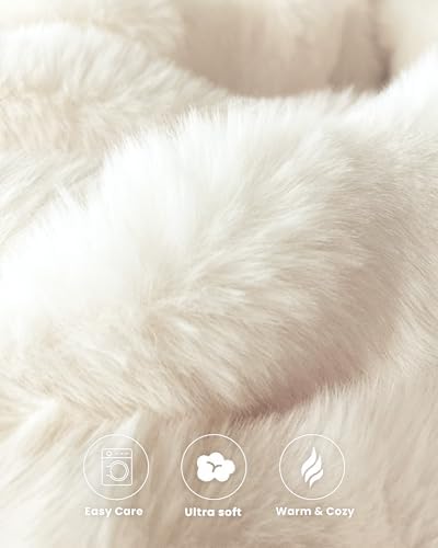 Ultra Soft Cozy Faux Fur Throw Blanket, Fuzzy Plush Thick Bubble Blanket, Luxury Fluffy Blanket for Couch, Sofa