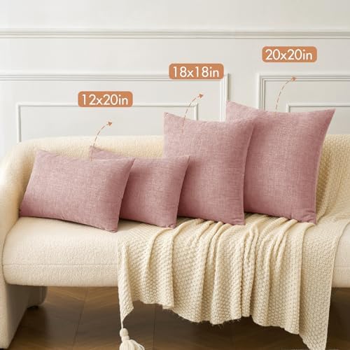 MIULEE Soft Chenille Throw Pillow Covers Blush Pink 20x20 Inch Pack of 2