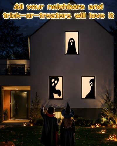 Halloween Window Decorations Ghost Window Silhouettes 3 Pack
