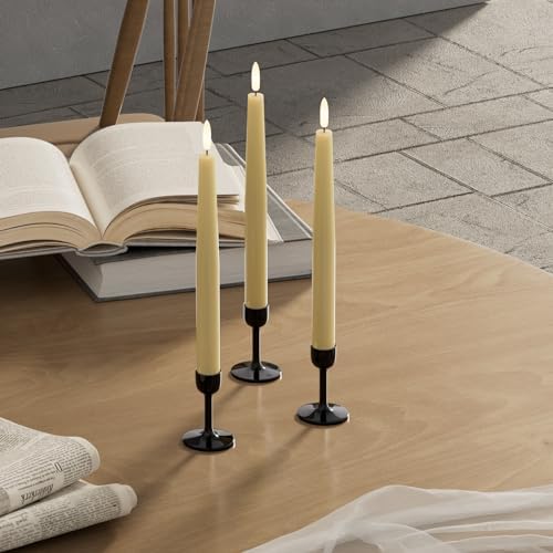 GenSwin Flameless Taper Candles Led Battery Operated Remote Timer Ivory