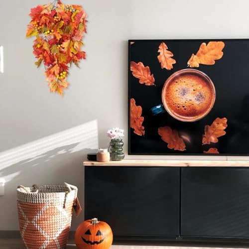 RECUTMS Fall Leaves Hanging Plant Artificial Fall Leaves Garland with Berry