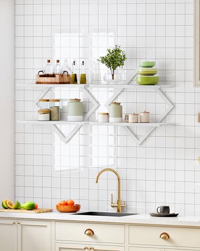 CHOEZON Floating Shelves, Set of 2 Wall Shelves, 2-Tier Hanging Shelves, Wall Shelf Set of 2, for Living Room, Bedroom