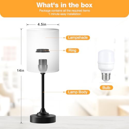 Fenmzee Small Bedside Lamp for Bedroom - 3-Way Dimmable Touch Table Lamp
