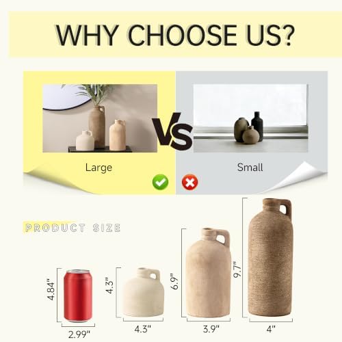 Ceramic Vase Home Table Decor - Flower Vase Set of 3 Living Room Kitchen Decorations Farmhouse Modern Rustic Vases