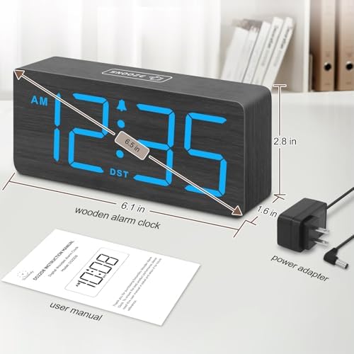 DreamSky Wooden Digital Alarm Clock for Bedroom with Large Numbers