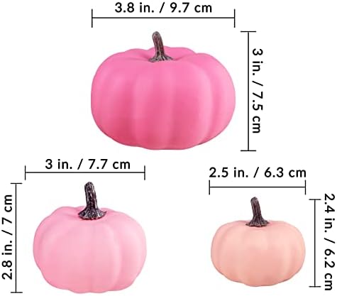 12 Pcs Assorted Small Fall Artificial Pumpkins Faux Pink Pumpkins Decorative Pumpkins Foam Pumpkins for Gifts Fall Wedding Baby Shower Halloween Thanksgiving Table Centerpiece Farmhouse Decor