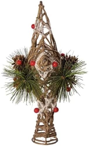 Kurt Adler 11-Inch Natural Star with Pinecones Treetop